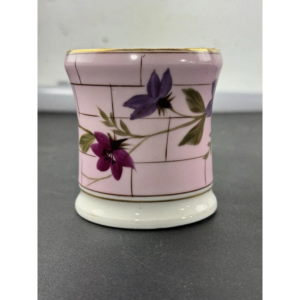 Vintage Handpainted Porcelain Shaving Mug Pink with Flowers
